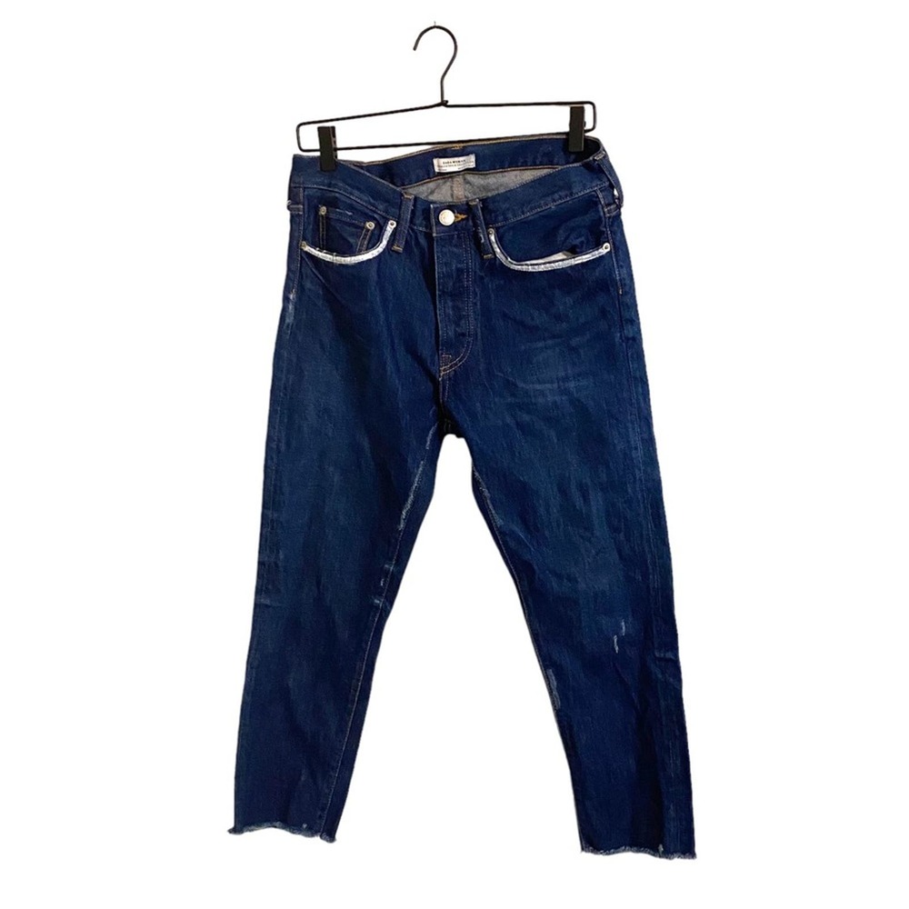 Zara Woman Raw Hem Distressed Button Fly Jeans Size 4